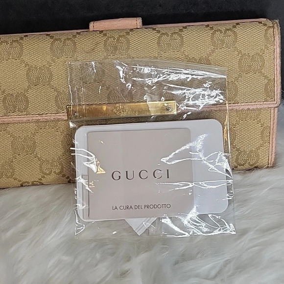 GUCCI Long Wallet CG Canvas Beige Pink Canvas X Leather Authentic‎ Used - Picture 6 of 12